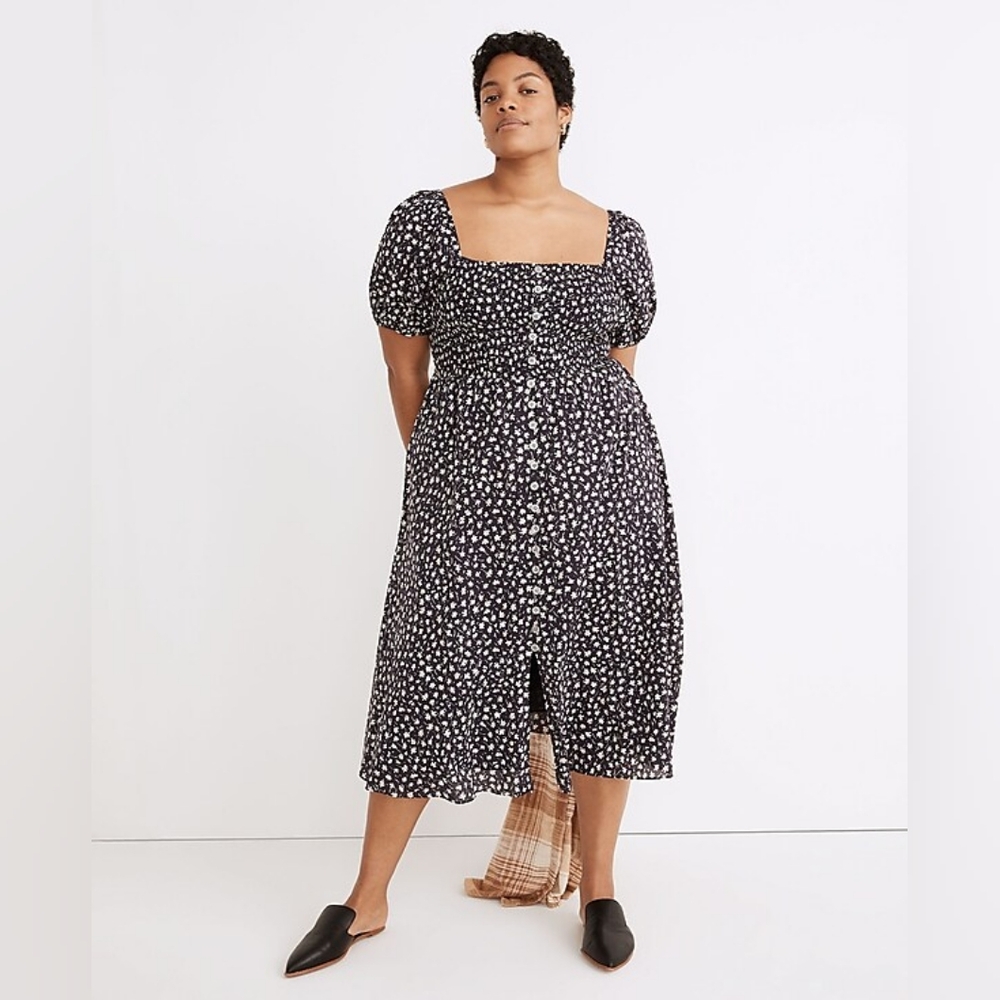 EUC Madewell Lucie Smocked Midi Dress in Sweet Floral, Size XL